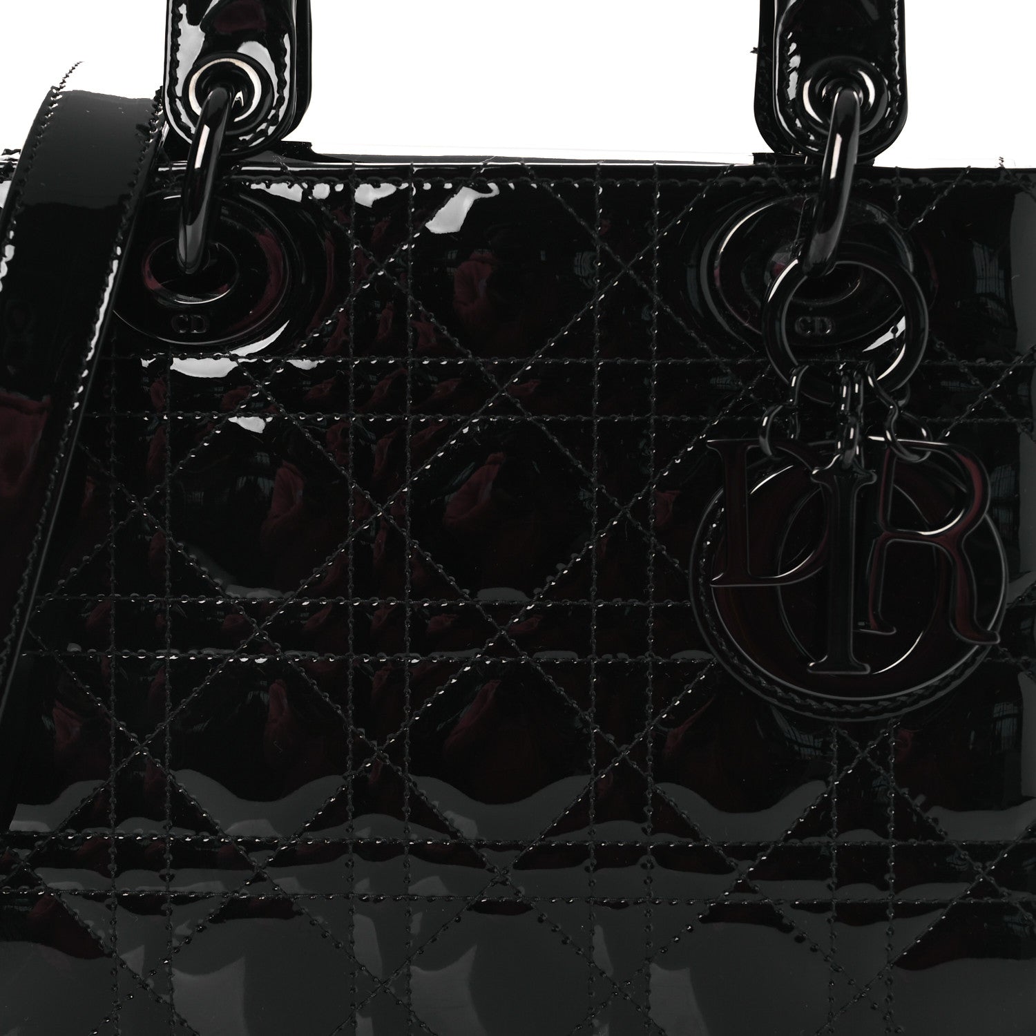Christian Dior Ultraglossy Patent Cannage Small Lady Dior Black 8 of 13