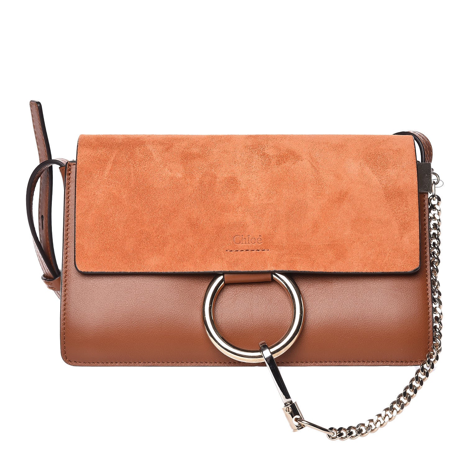 Chloe Suede Calfskin Small Faye Shoulder Bag Tobacco 1 of 9