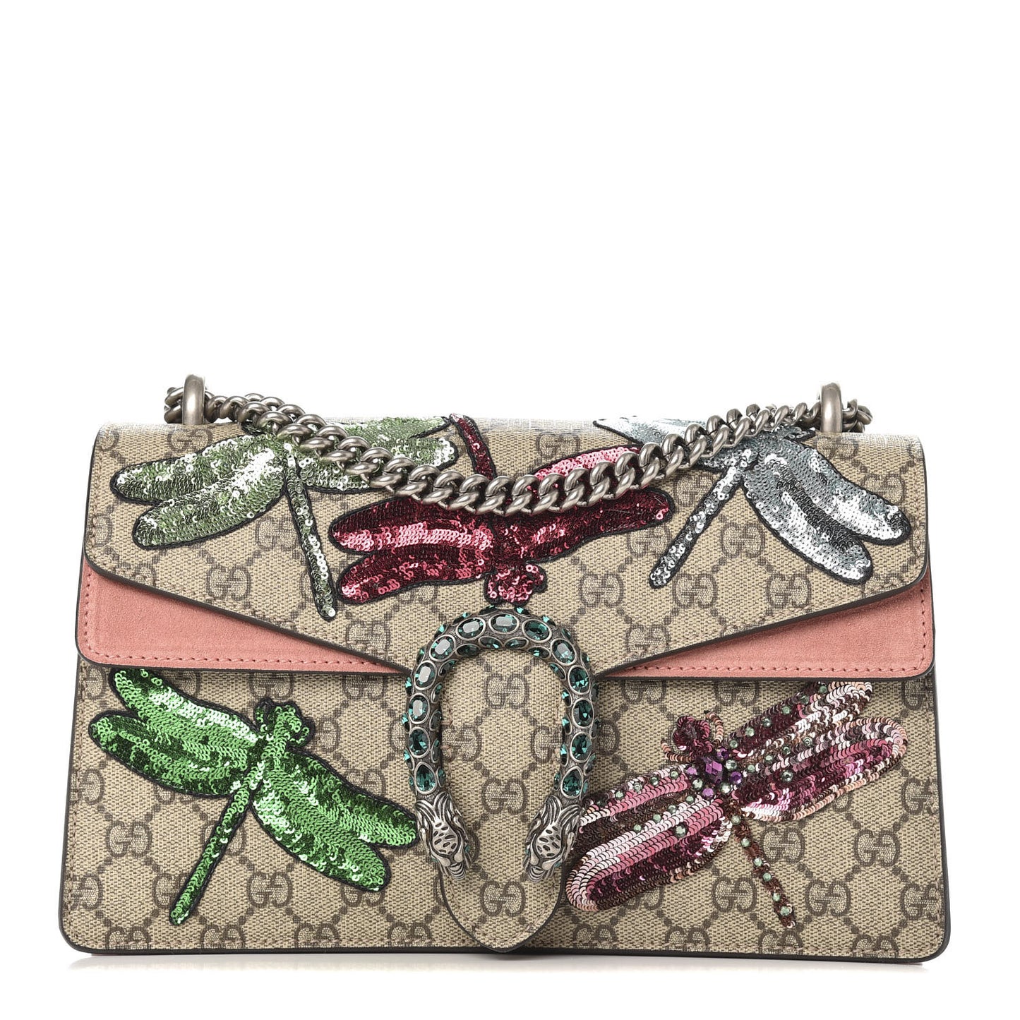GG Supreme Monogram Dragonfly Embroidered Small Dionysus Shoulder Bag Taupe