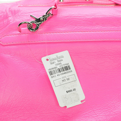 Balenciaga Agneau Classic Silver Hardware Mini Envelope Strap Clutch Rose Fluo 10 of 10