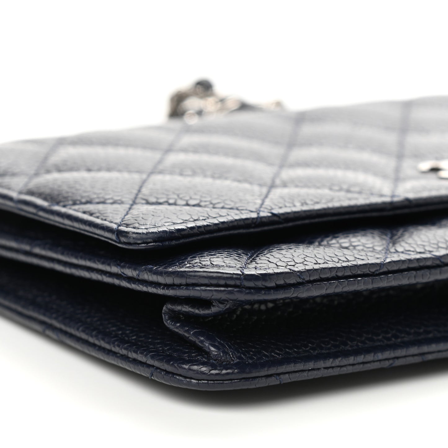 Caviar Quilted Wallet On Chain WOC Navy