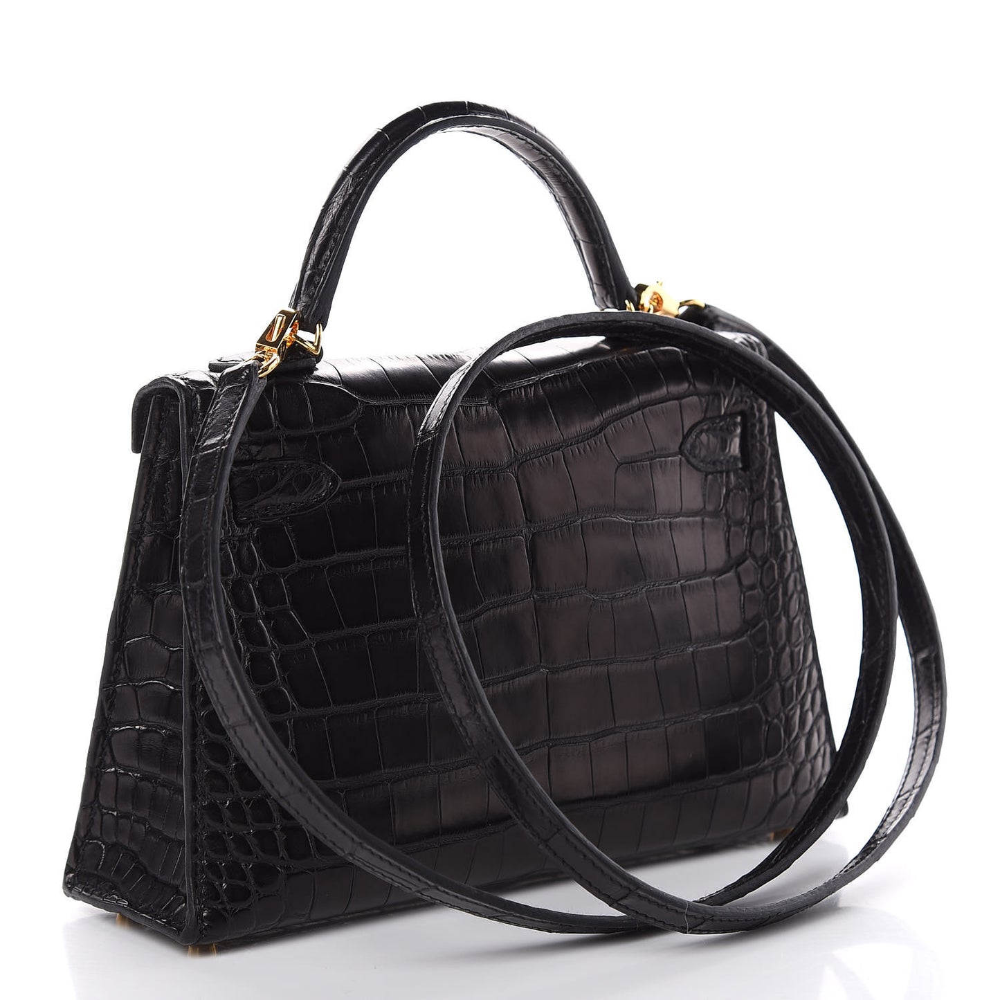 Matte Alligator Mini Kelly Sellier 20 Black