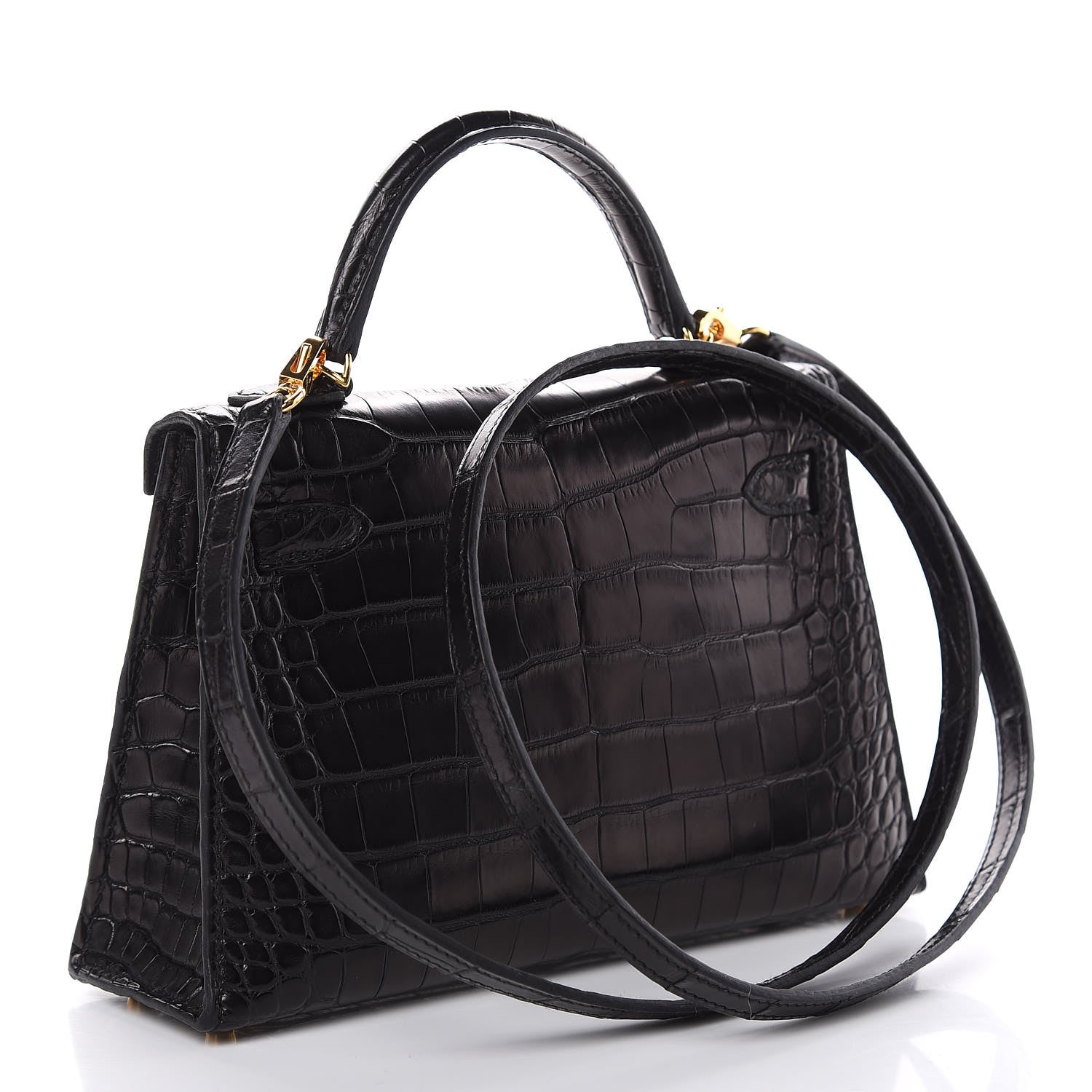Hermes Matte Alligator Mini Kelly Sellier 20 Black 3 of 39