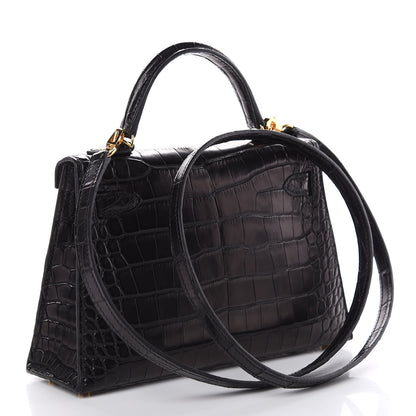 Hermes Matte Alligator Mini Kelly Sellier 20 Black 3 of 39