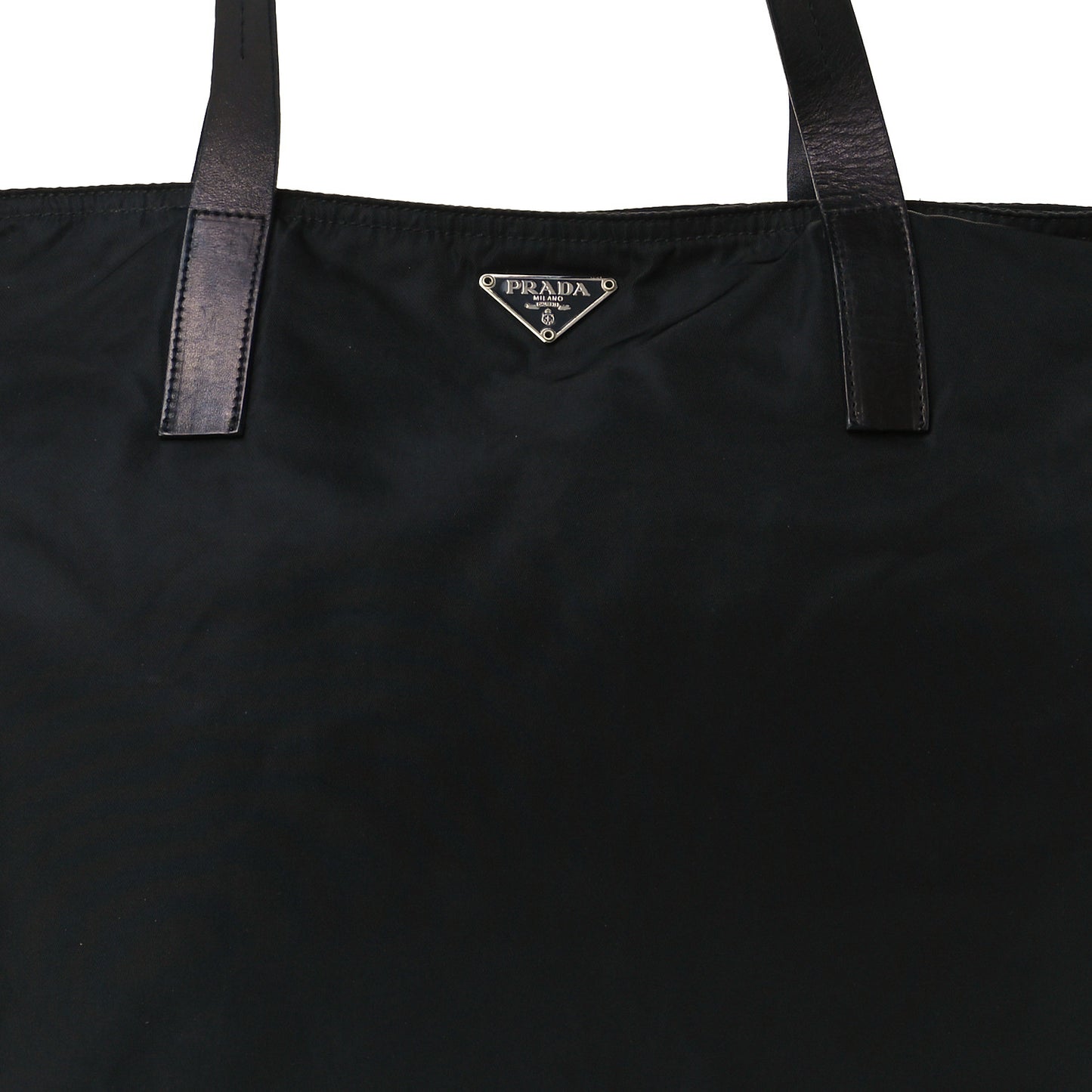 Tessuto Nylon Calfskin Shopping Tote Black