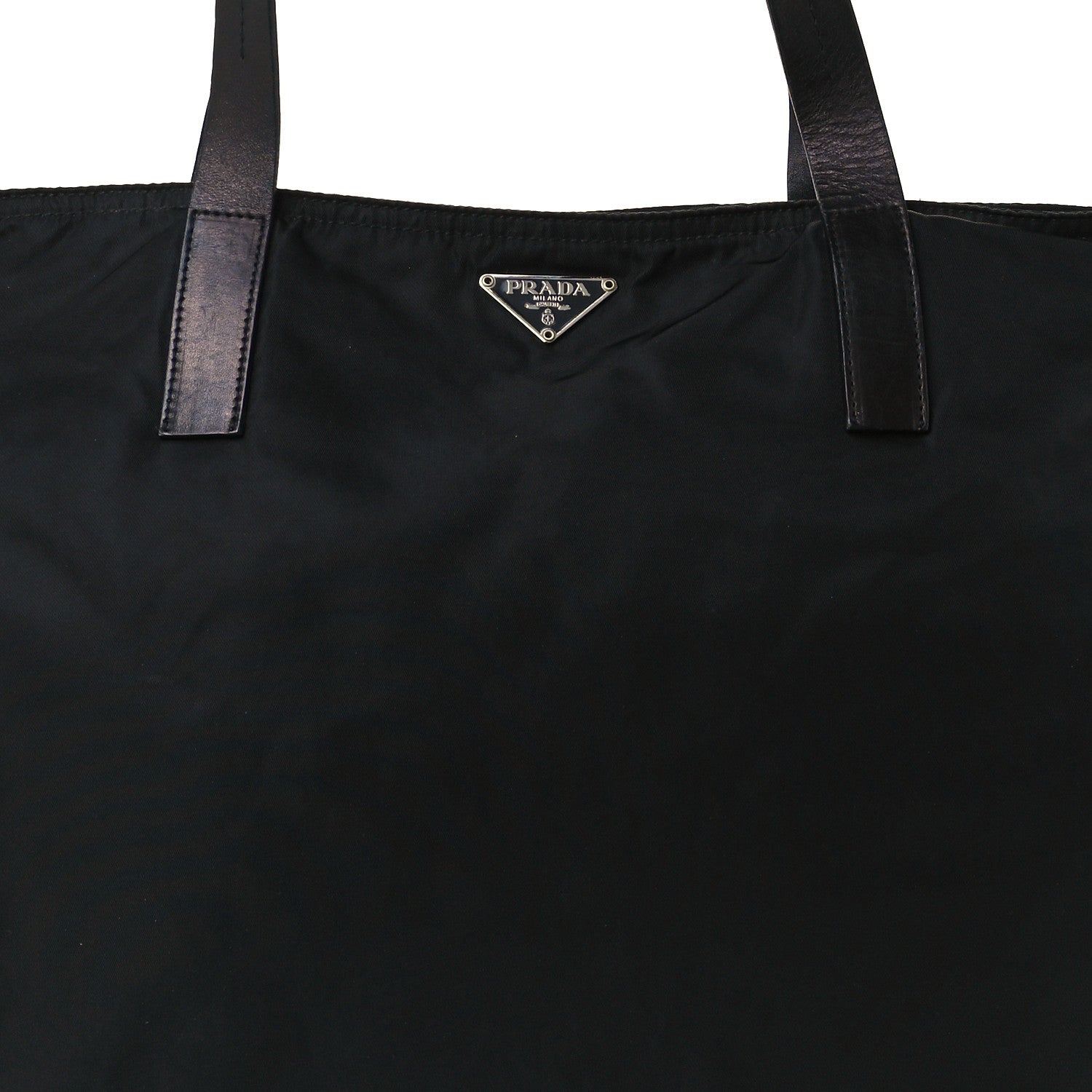 Prada Tessuto Nylon Calfskin Shopping Tote Black 7 of 10