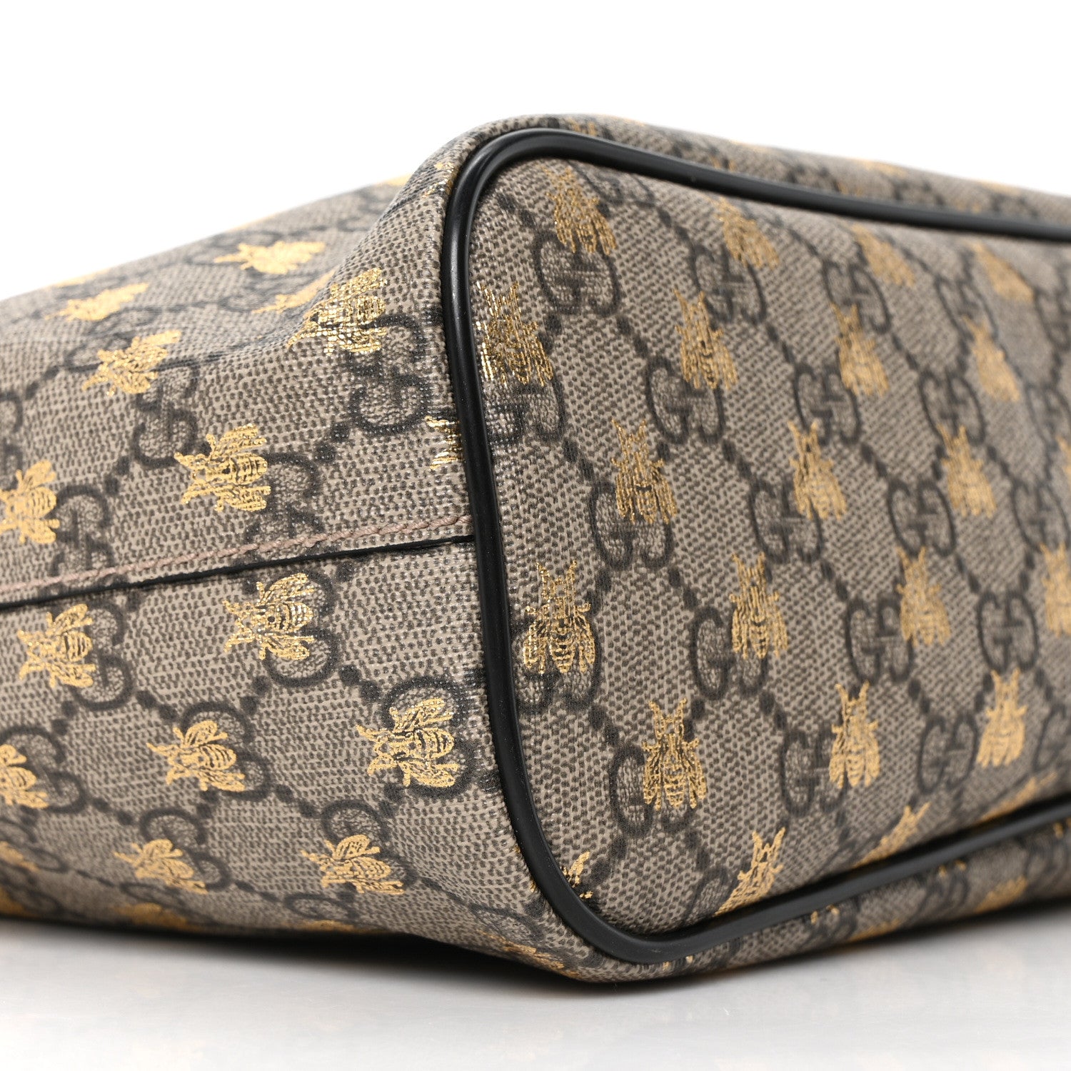 Gucci Soft GG Supreme Monogram Bees Small Crossbody Tote Beige Oro Black 9 of 10