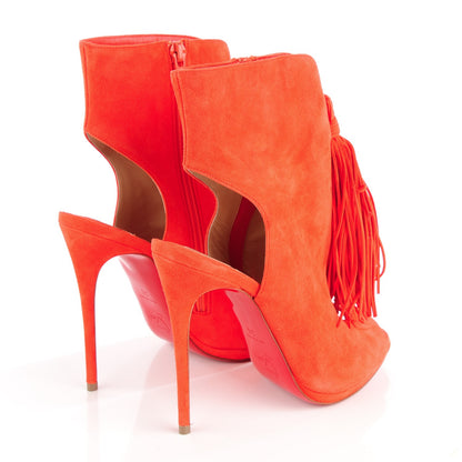 Christian Louboutin Suede Otoka Fringe 120 Booties 36 Capucine 4 of 8