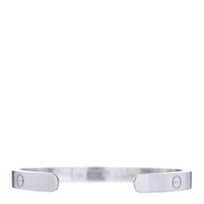 Cartier 18K White Gold 1 Diamond LOVE Cuff Bracelet 17 3 of 6