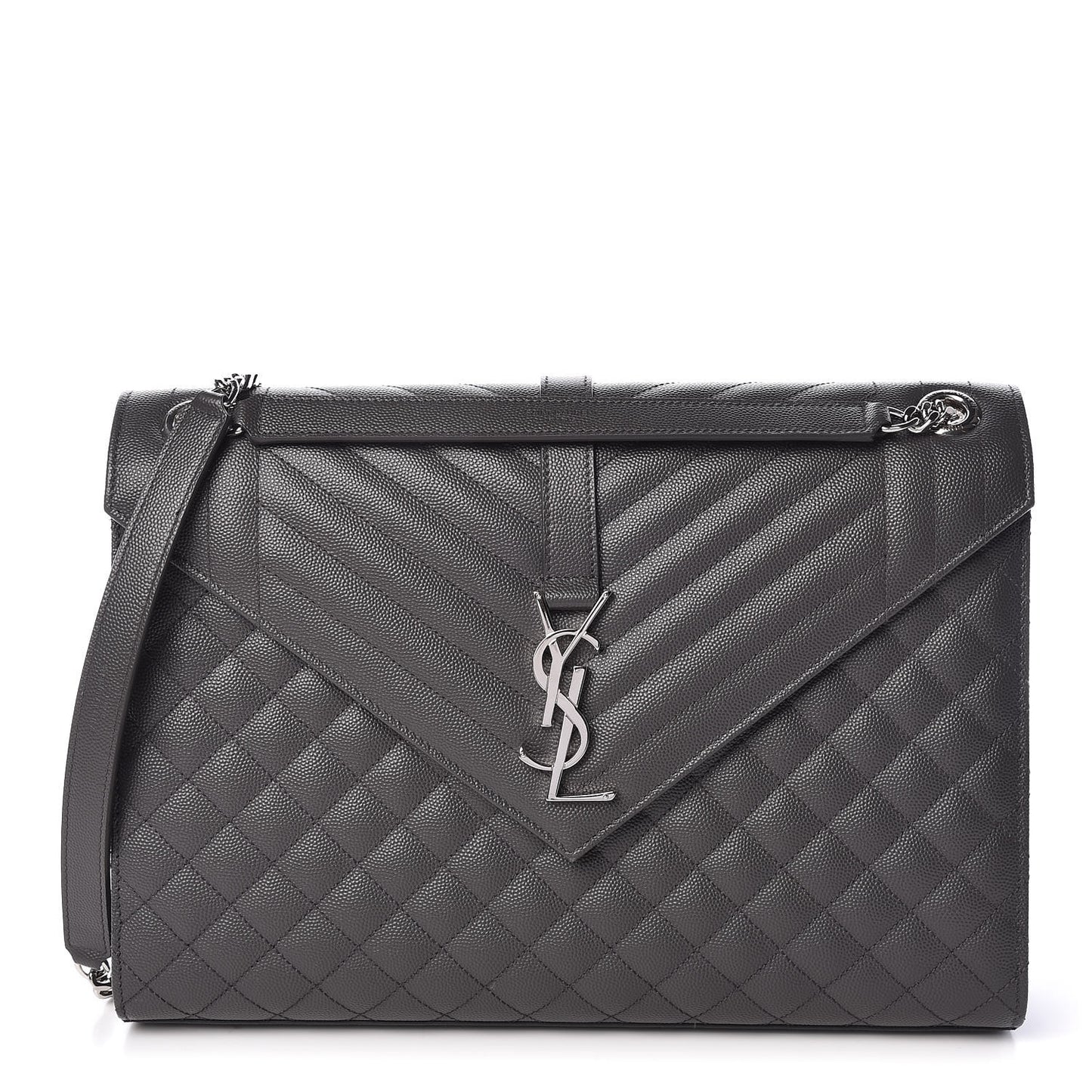 Grain De Poudre Matelasse Chevron Large Monogram Satchel Asphalt