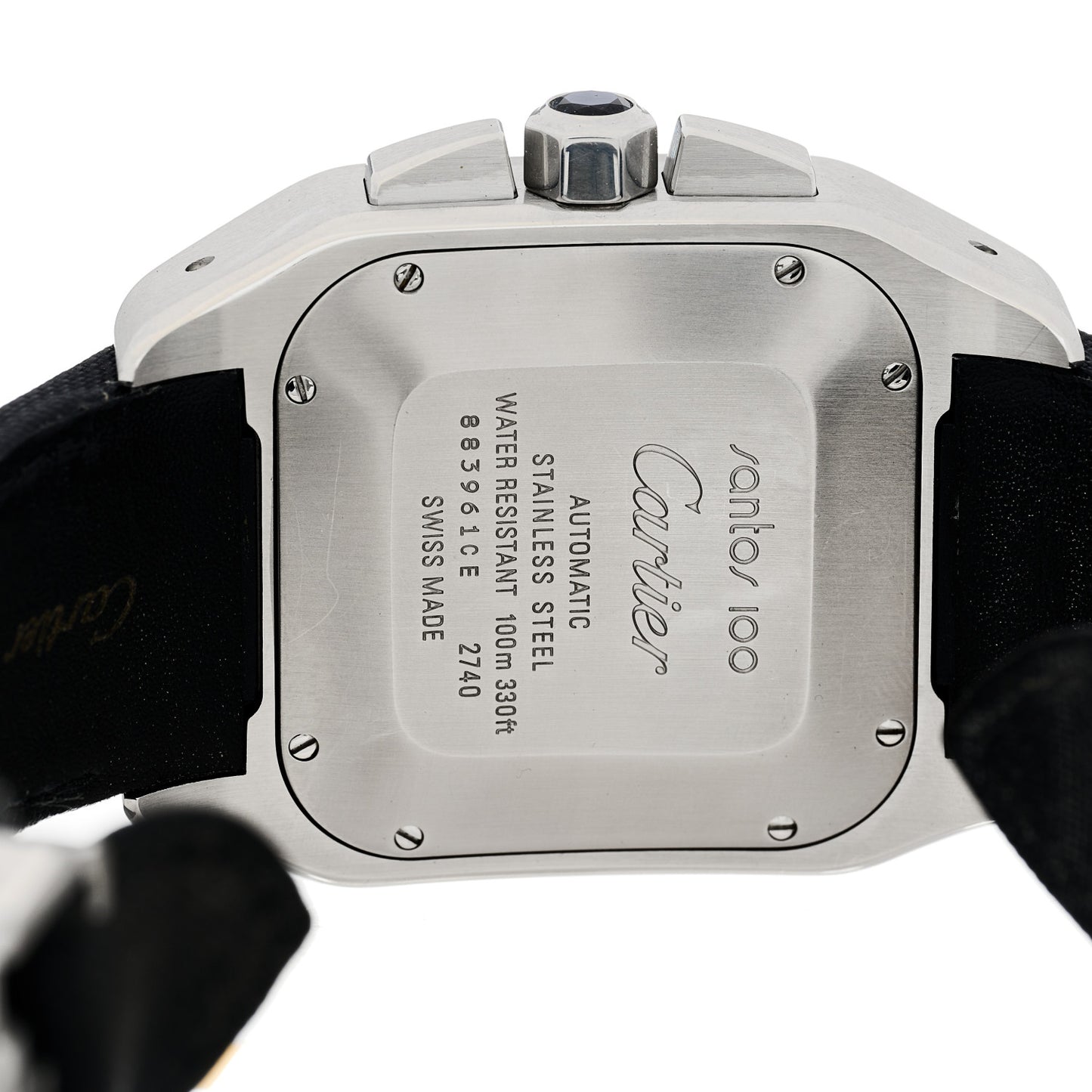 Stainless Steel Calfskin 41mm Santos 100 Chronograph Automatic Watch