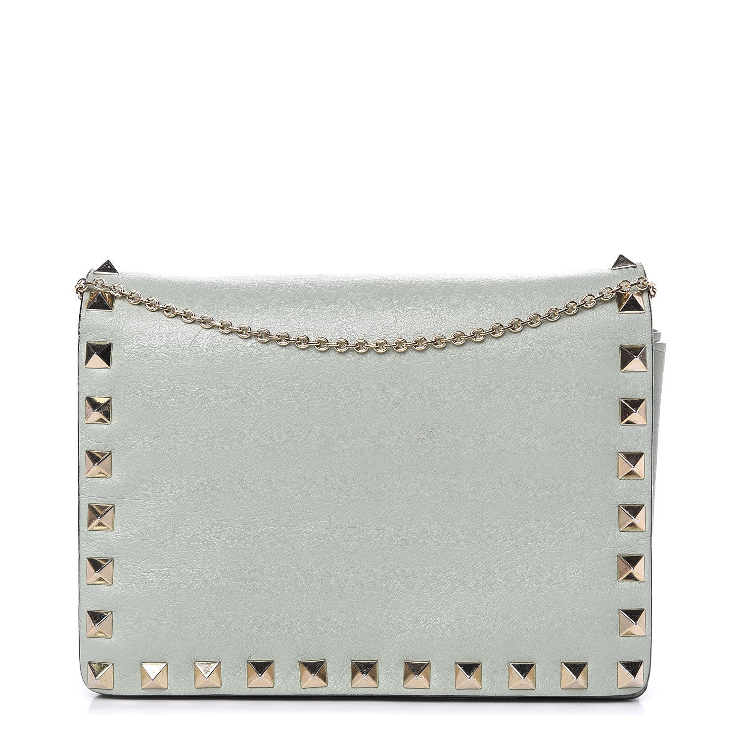 Valentino Garavani Calfskin Rockstud Wallet on Chain Water Green 1 of 15