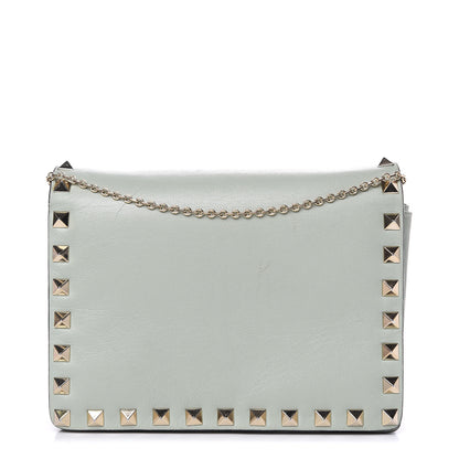 Valentino Garavani Calfskin Rockstud Wallet on Chain Water Green 1 of 15