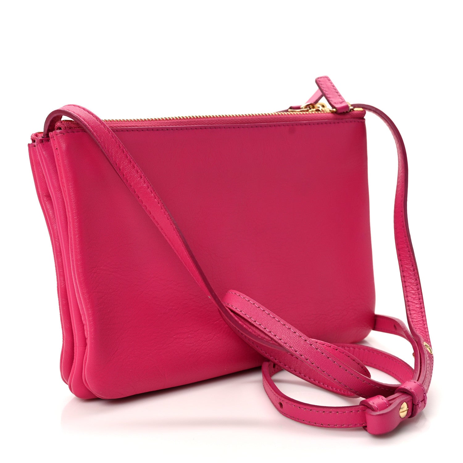 Celine Lambskin Small Trio Crossbody Bag Fuchsia 3 of 9