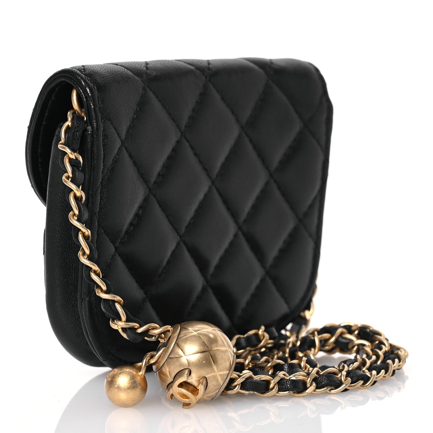 Chanel Lambskin Quilted Pearl Crush Waist Bag Black 3 of 14