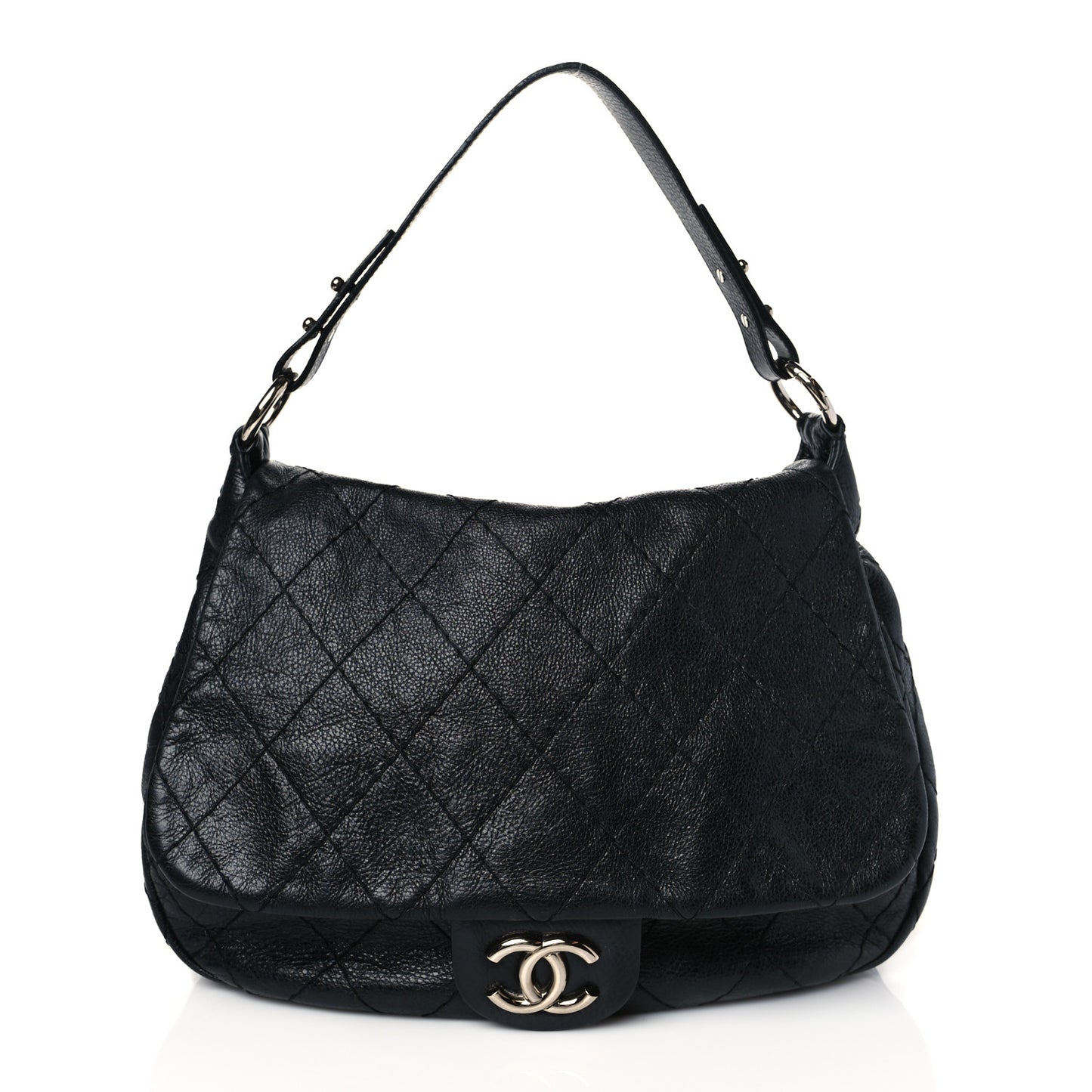 Glazed Calfskin Stitched XL On The Road Flap Black