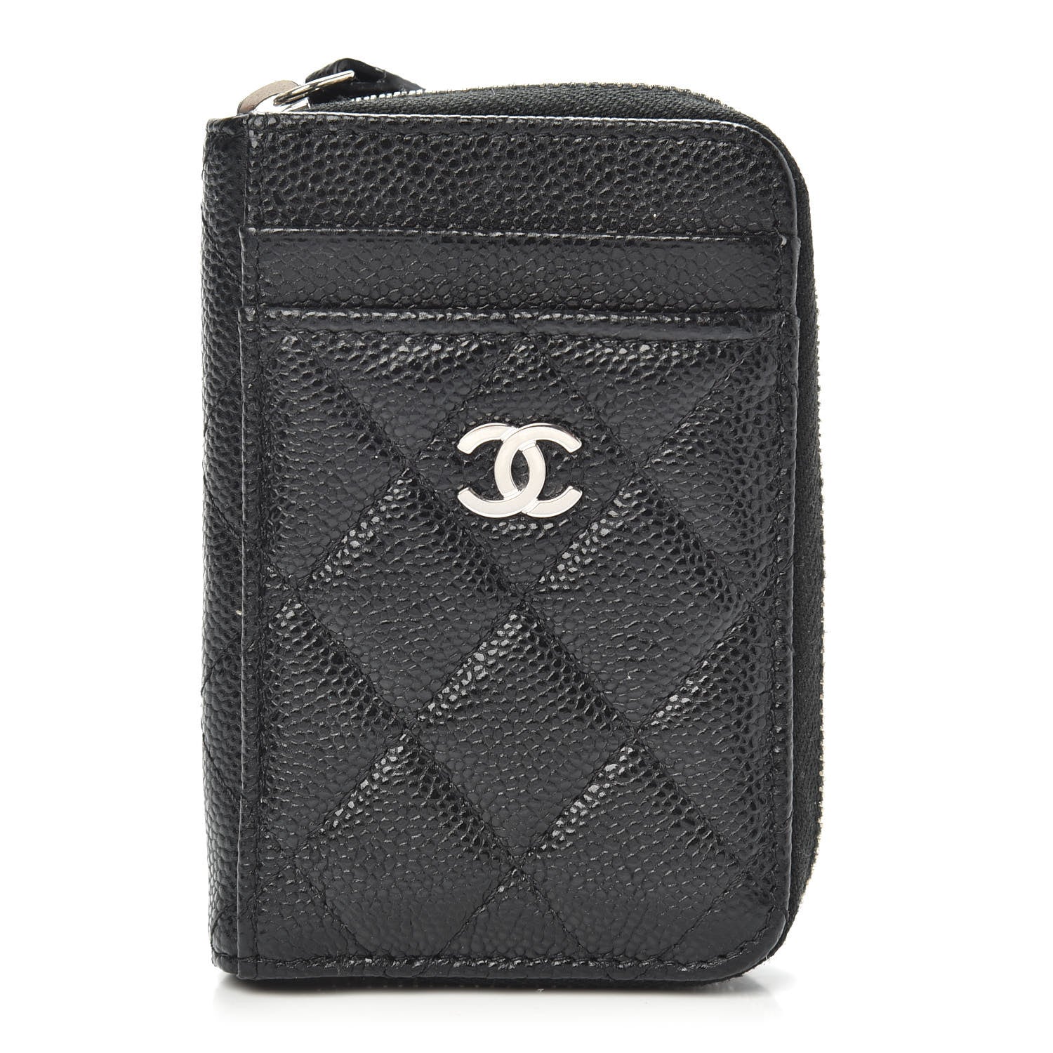 Chanel Caviar Quilted Zip Card Holder Black 2 of 16