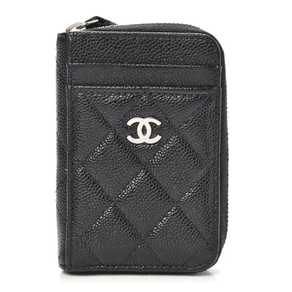 Chanel Caviar Quilted Zip Card Holder Black 2 of 16