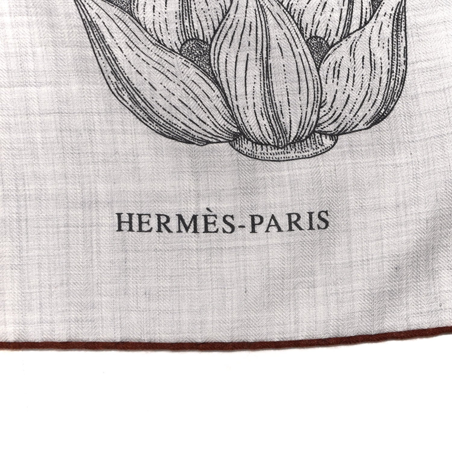 Hermes Cashmere Silk Index Palmarum Finesse Shawl 140 Gris Chine Bronze 2 of 6