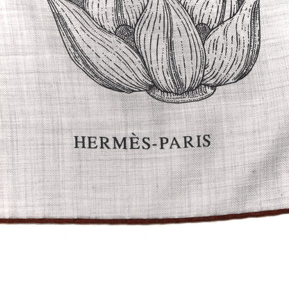 Hermes Cashmere Silk Index Palmarum Finesse Shawl 140 Gris Chine Bronze 2 of 6