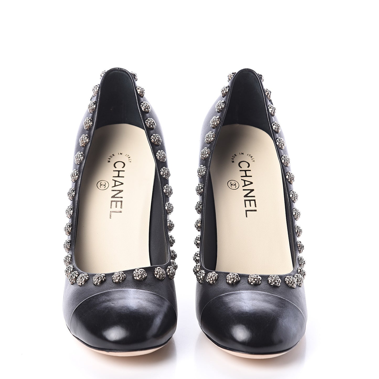 Lambskin Camellia Pumps 41.5 Black