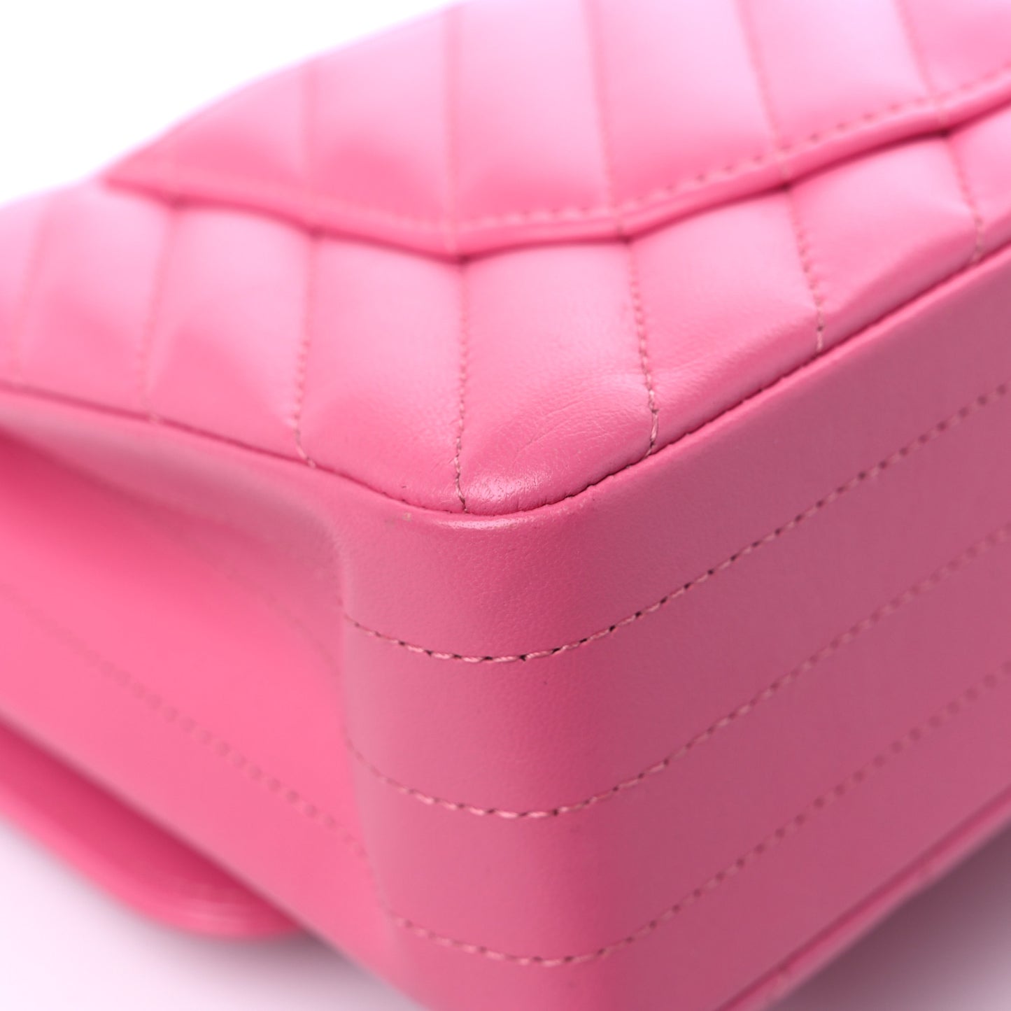 Lambskin Chevron Quilted Small Double Flap Pink