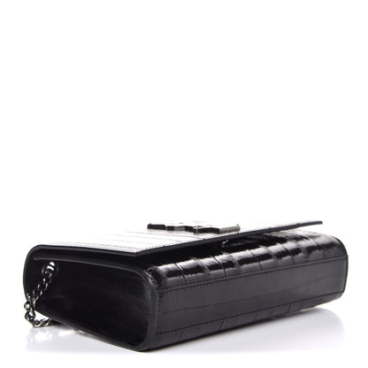 Saint Laurent Glossy Eelskin Small Monogram Kate Satchel Black 4 of 7