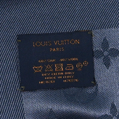 Louis Vuitton Silk Lurex Wool Monogram Shine Shawl Charcoal Blue 2 of 4