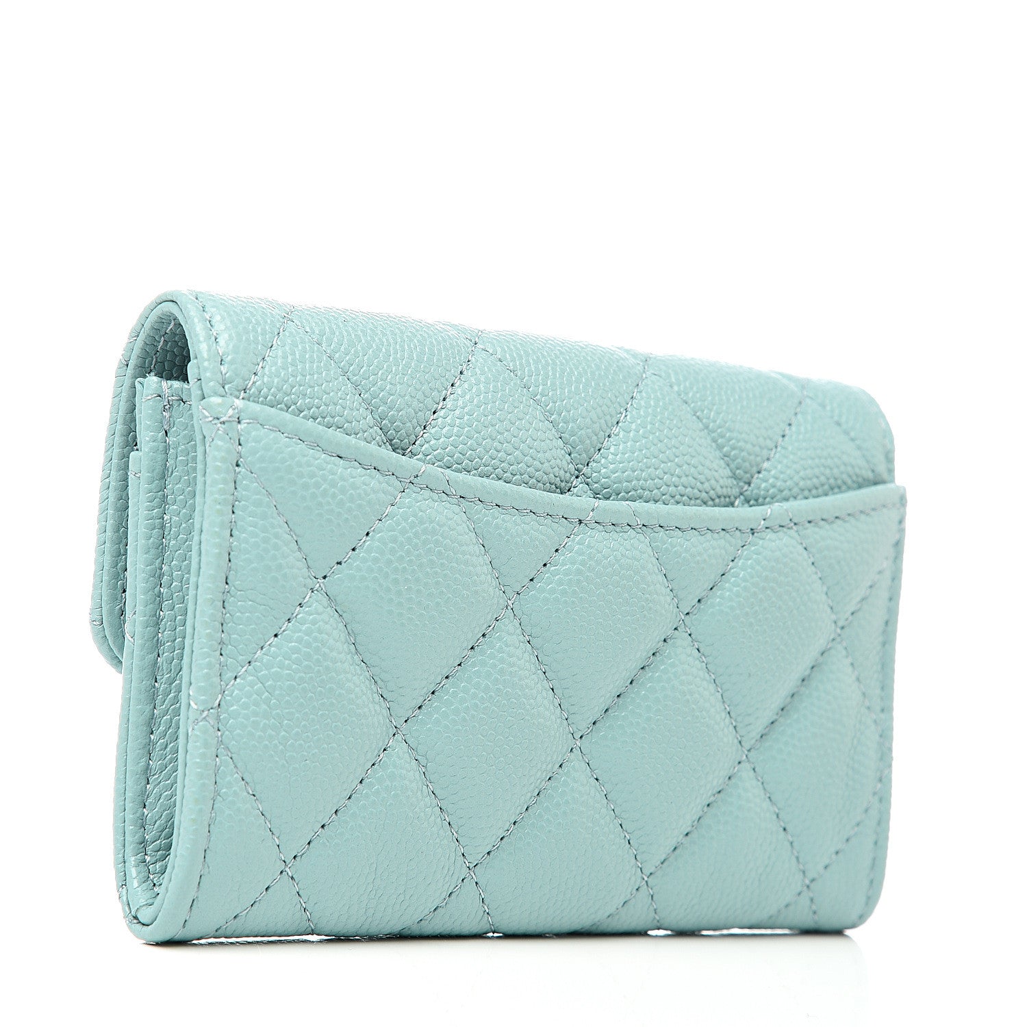 Chanel Caviar Quilted Flap Card Holder Wallet Blue 2 of 8
