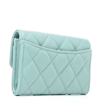 Chanel Caviar Quilted Flap Card Holder Wallet Blue 2 of 8