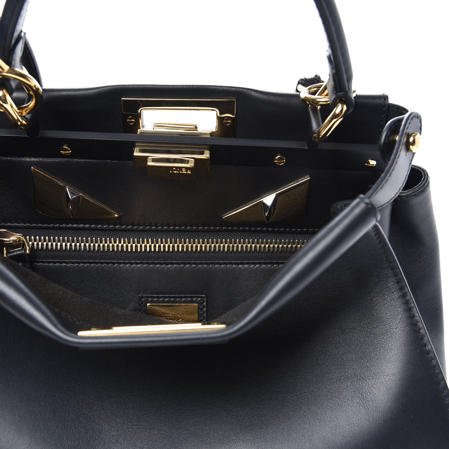 Vitello Seta Monster Eyes Medium Peekaboo Iconic Satchel Black