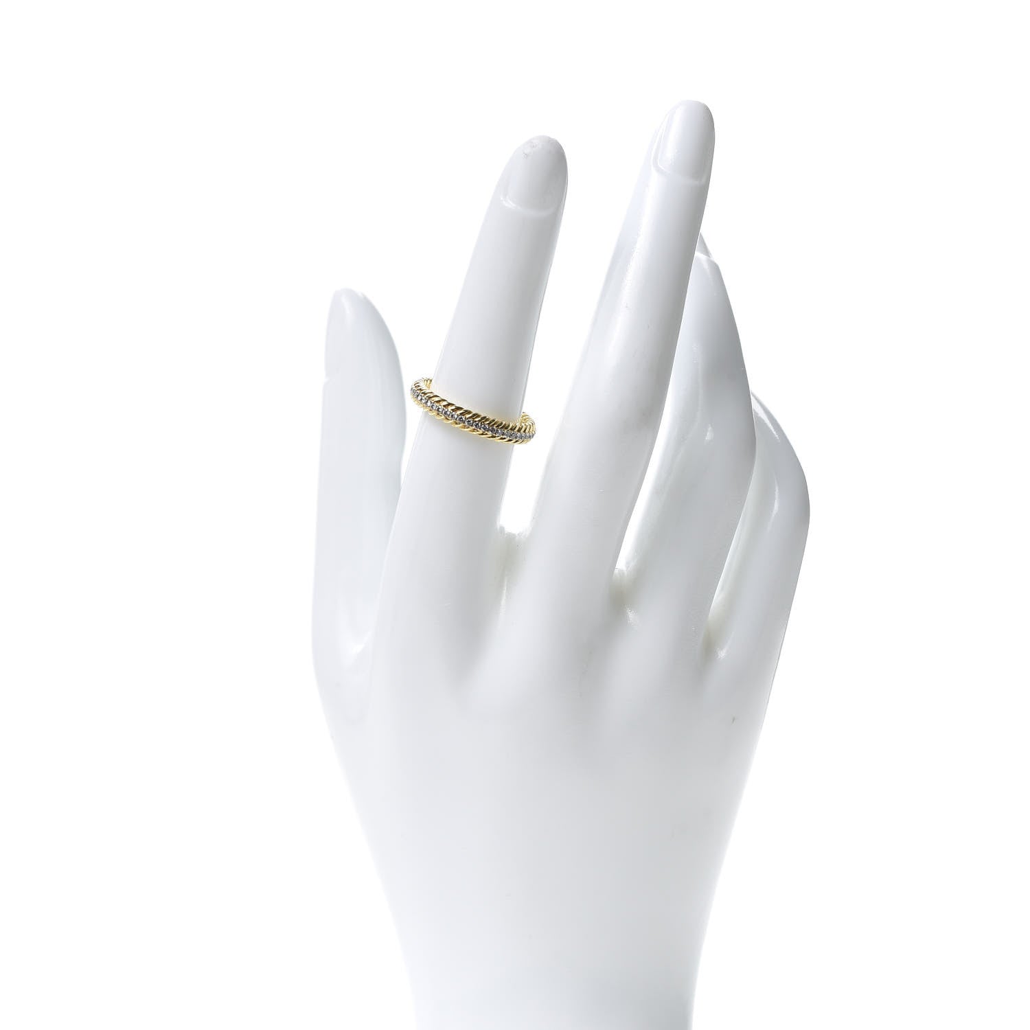 David Yurman 18K Yellow Gold Diamond Cable Eternity Band Ring 54 6.75 2 of 5