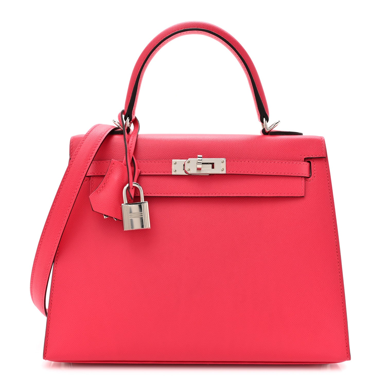 Hermes Madame Calfskin Kelly Sellier 25 Rose Extreme Rouge Piment 1 of 15