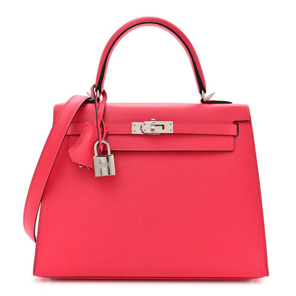 Hermes Madame Calfskin Kelly Sellier 25 Rose Extreme Rouge Piment 1 of 15