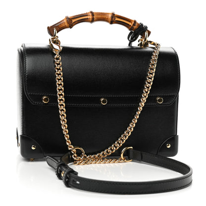 Gucci Calfskin Small Padlock Bamboo Shoulder Bag Black 3 of 9