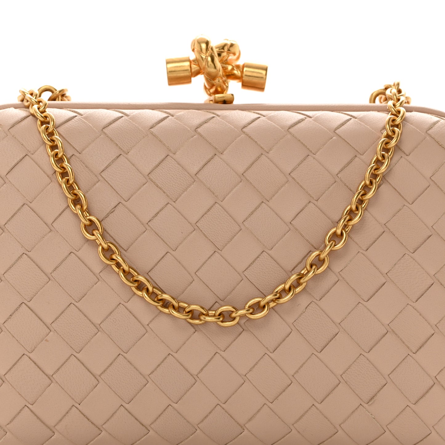 Nappa Intrecciato Chain Knot Clutch Mink