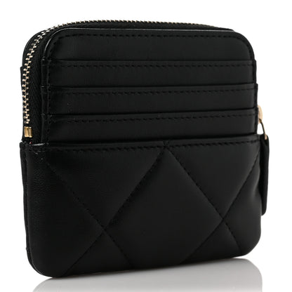 Chanel Lambskin Quilted Chanel 19 Zip Card Holder Wallet Black 3 of 10