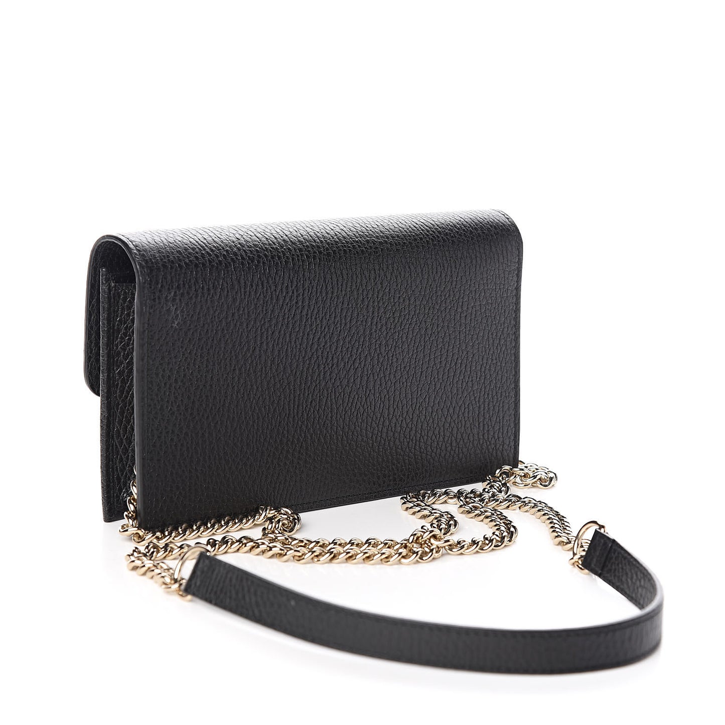 Dollar Calfskin Interlocking G Chain Wallet Black