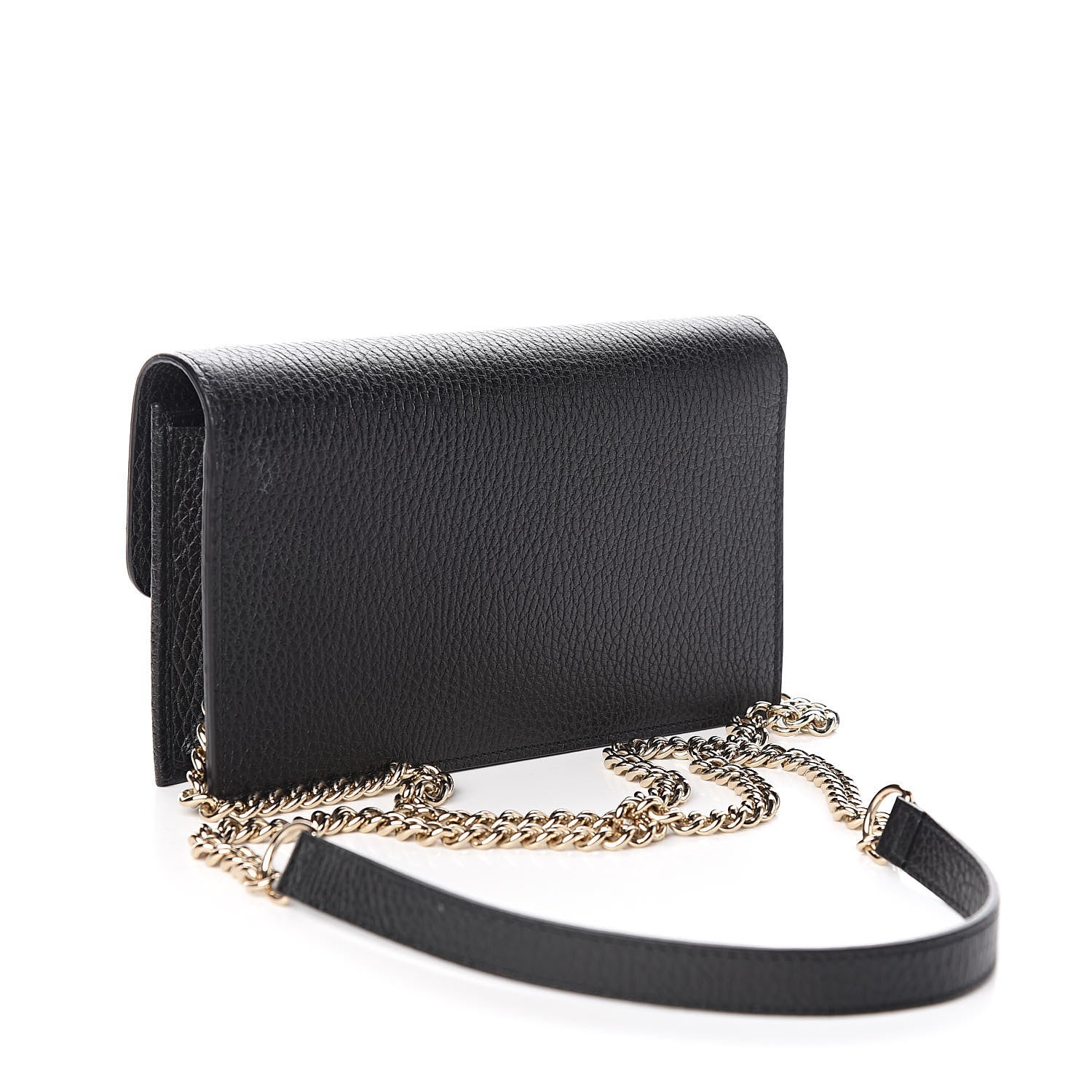 Gucci Dollar Calfskin Interlocking G Chain Wallet Black 3 of 11