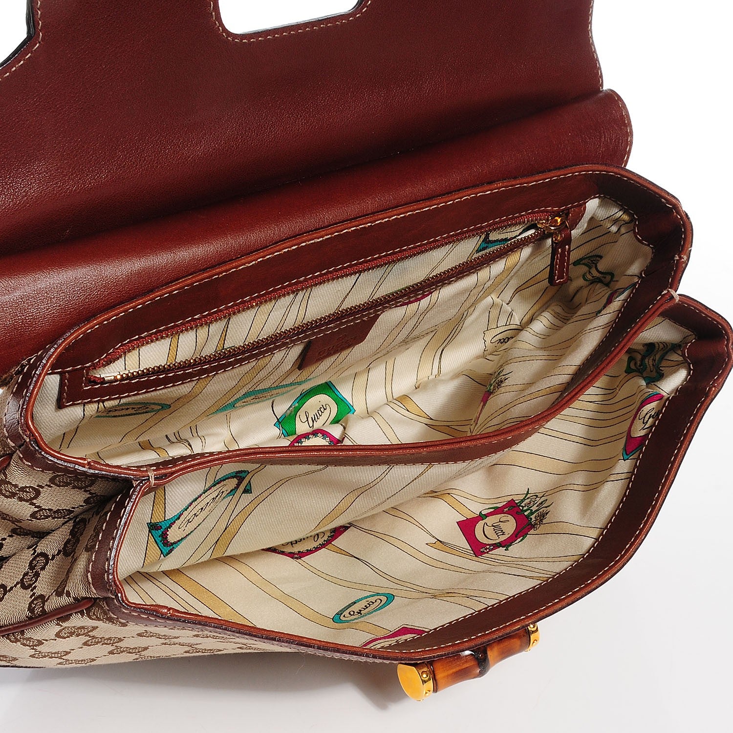 Gucci Monogram Peggy Bamboo Top Handle Bag 5 of 7