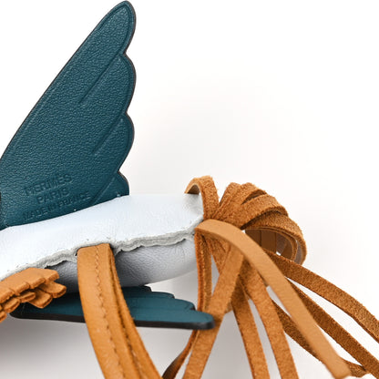Hermes Milo Lambskin Grigri Rodeo Pegase Horse Bag Charm PM Bleu Brume Sesame Vert Bosphore 3 of 5