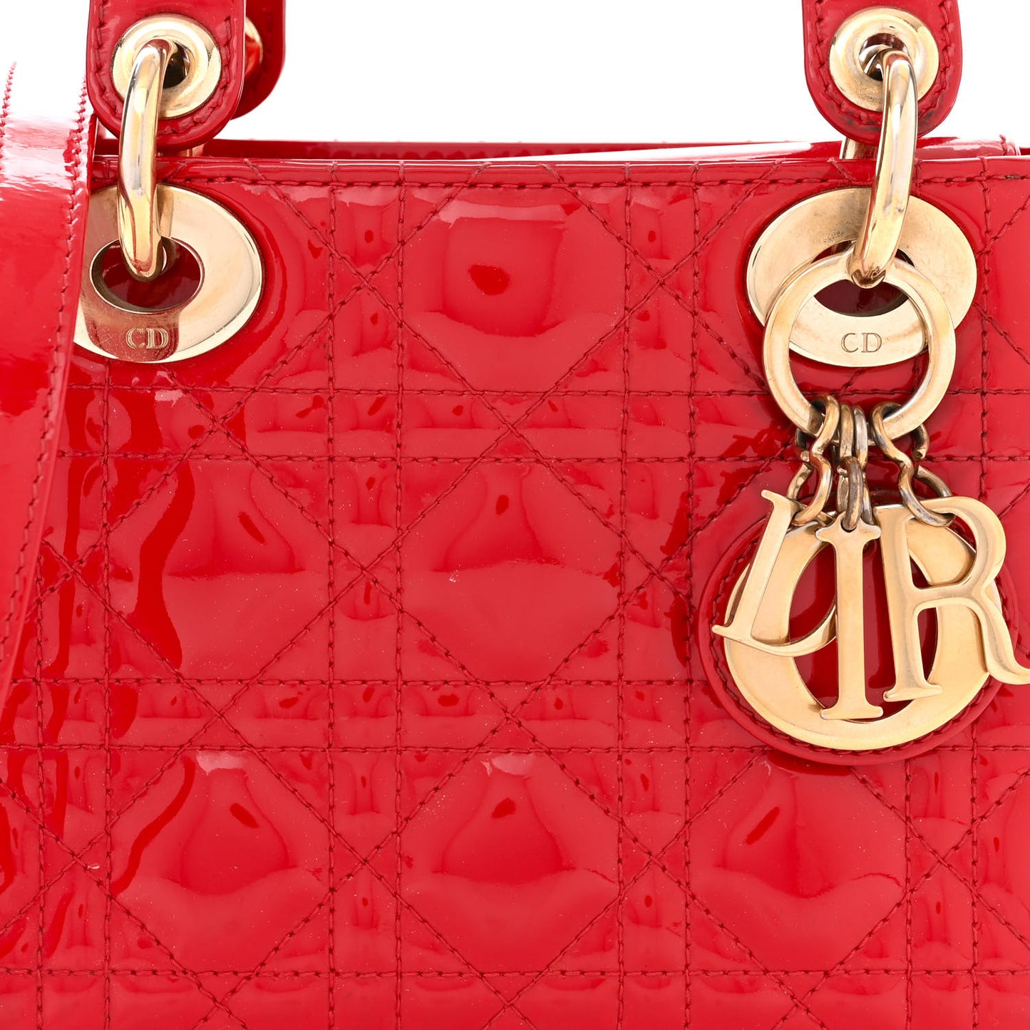 Patent Cannage Mini Lady Dior Red