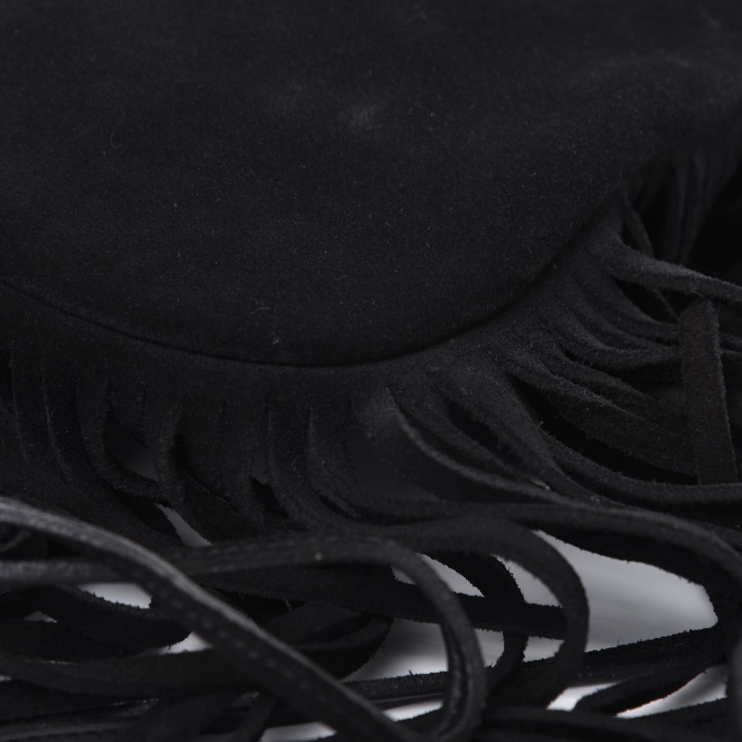 Suede Fringe Flat Anita Crossbody Bag Black