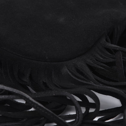 Saint Laurent Suede Fringe Flat Anita Crossbody Bag Black 9 of 16