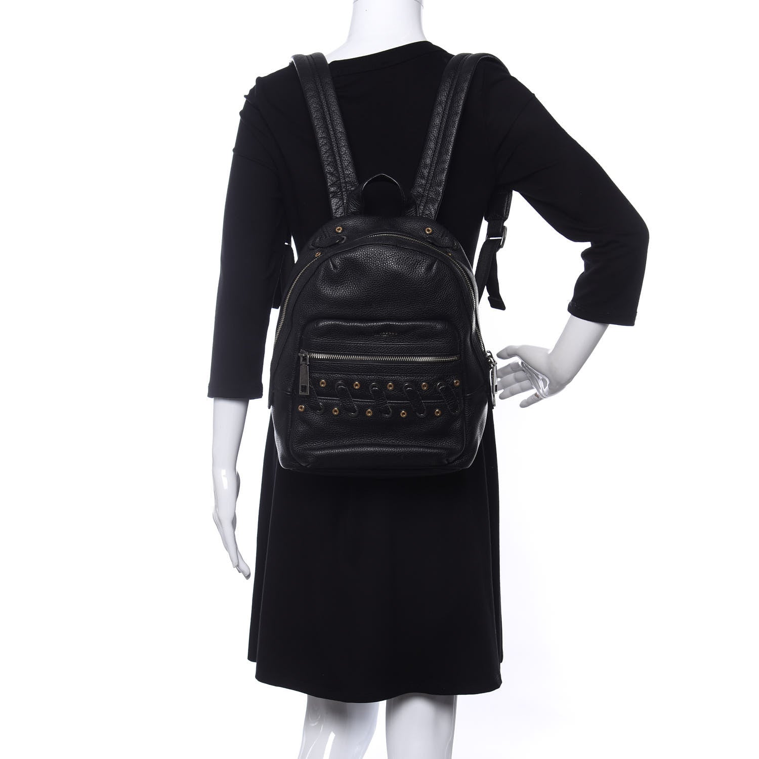 Marc Jacobs Calfskin Stitched Biker Backpack Black 2 of 11