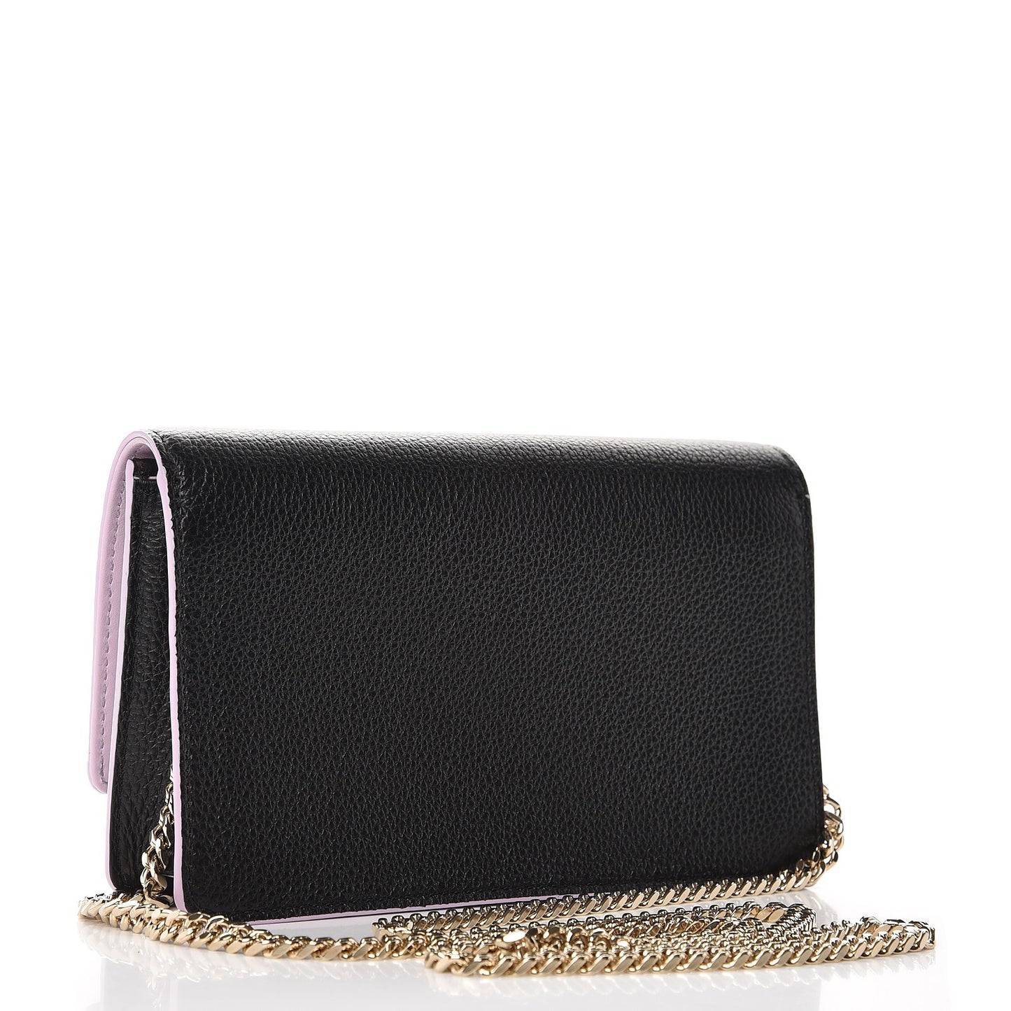 Grained Calfskin Palazzo Chain Evening Bag Black Pink