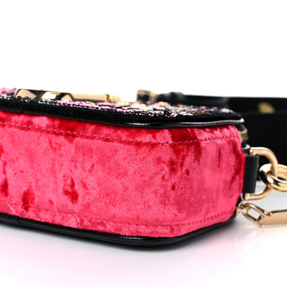 Marc Jacobs Calfskin Velvet Sequin Camouflage Snapshot Camera Bag Red Black 10 of 10