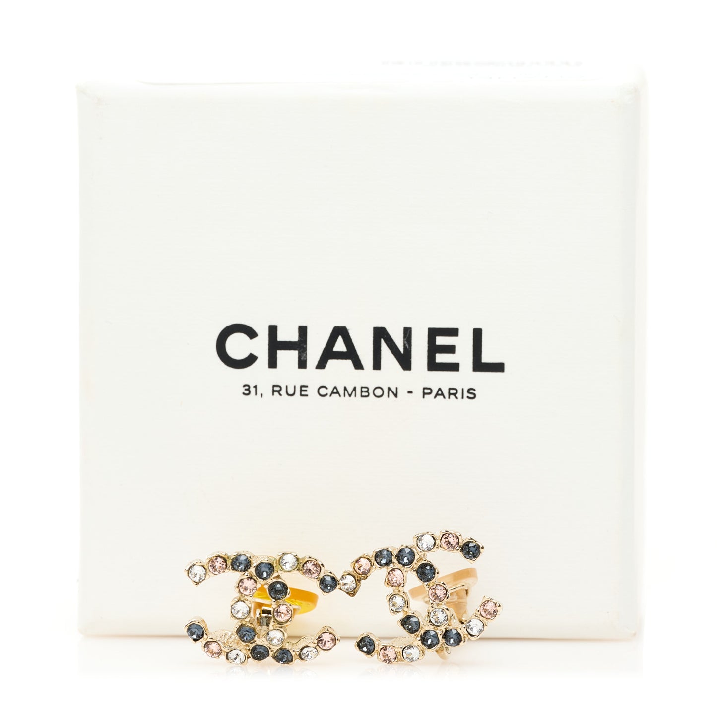 Crystal CC Clip On Earrings Gold Grey