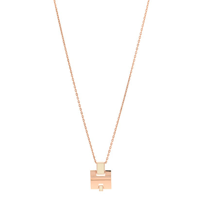 Hermes Rose Gold Plated Lacquered Eileen Pendant Necklace Craie 1 of 6