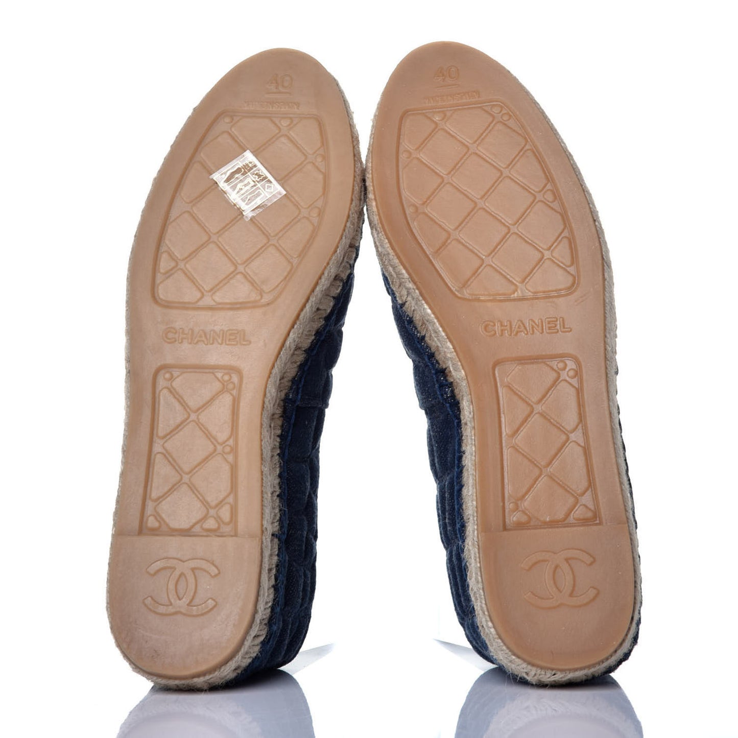 Denim Toile Embossed CC Espadrilles 40 Blue Black